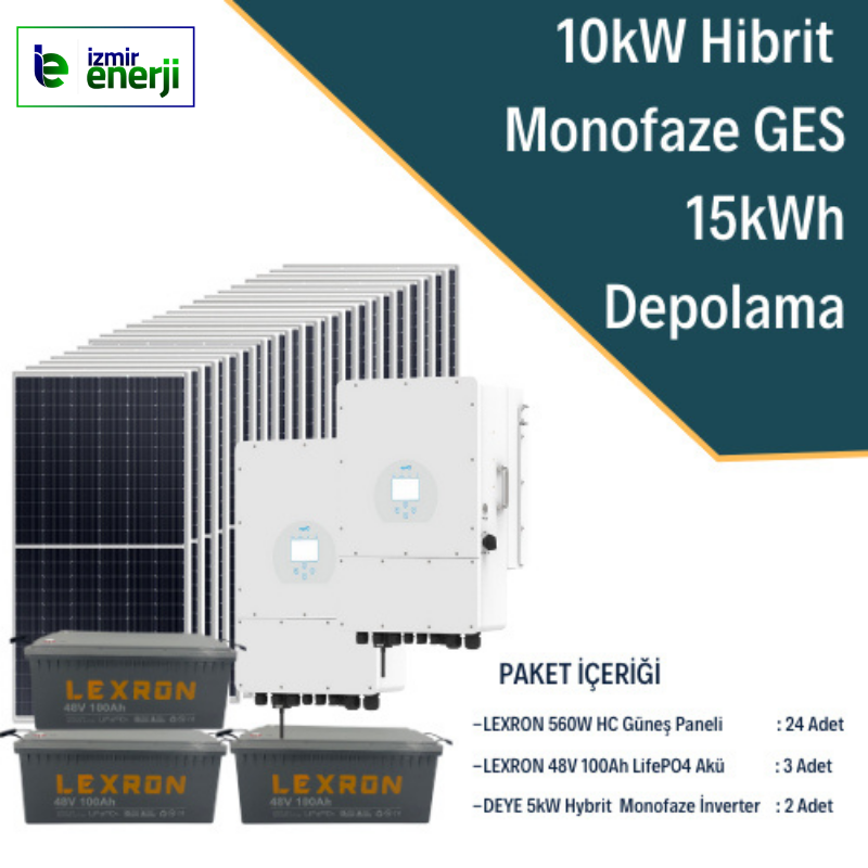10kW Monofaze Hibrit 15kWh GES Sistem 2