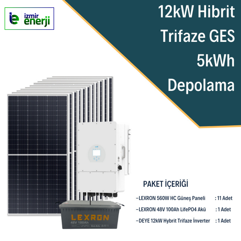 12kW Trifaze Hibrit 5kWh GES Sistem 1