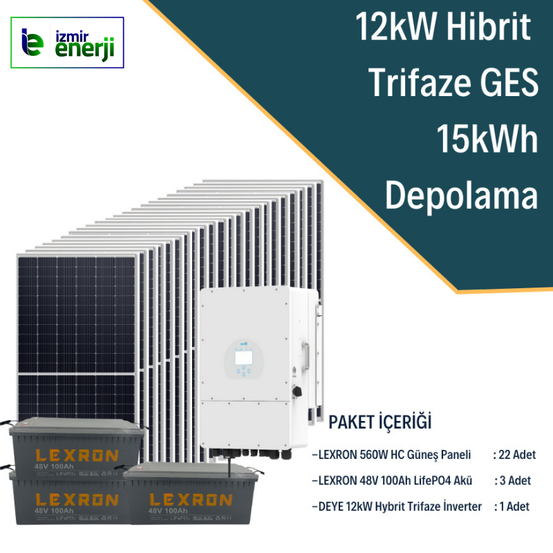 12kW Trifaze Hibrit 15kWh GES Sistem 3