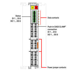 750-1506 8 kanallı dijital giriş/çıkış; 24 VDC; 0,5 A; açık gri