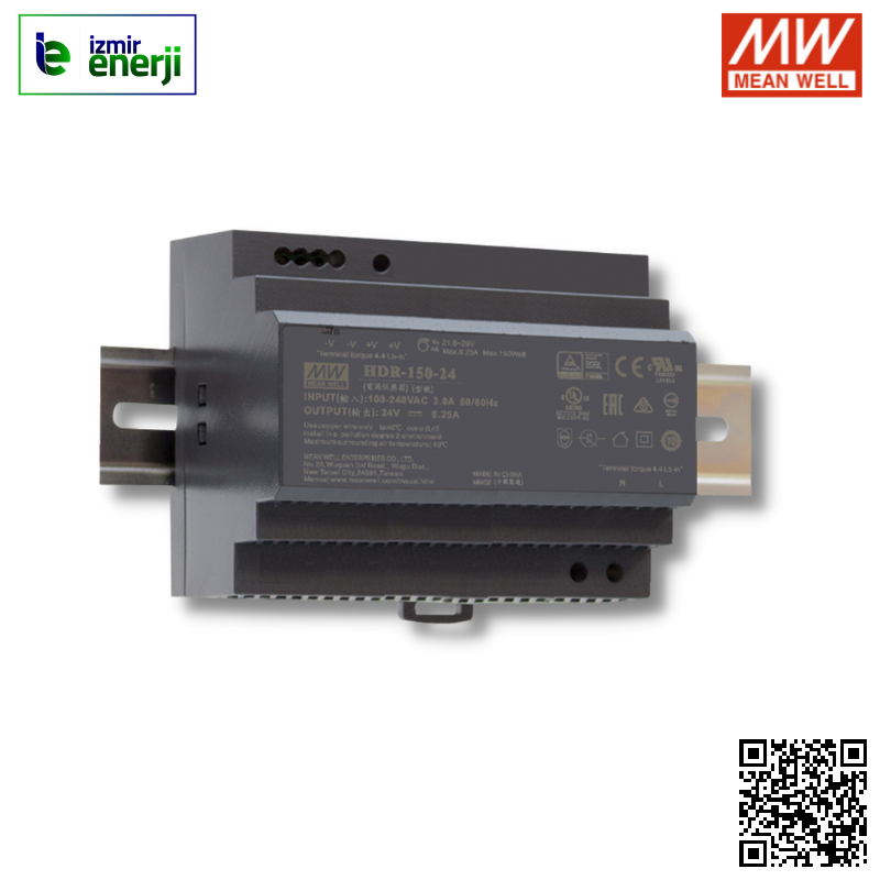 HDR-100-12 Giriş 85-264V AC-120-370V DC / Çıkış 12V DC / 7,1A  Plastik Kasa Güç Kaynağı