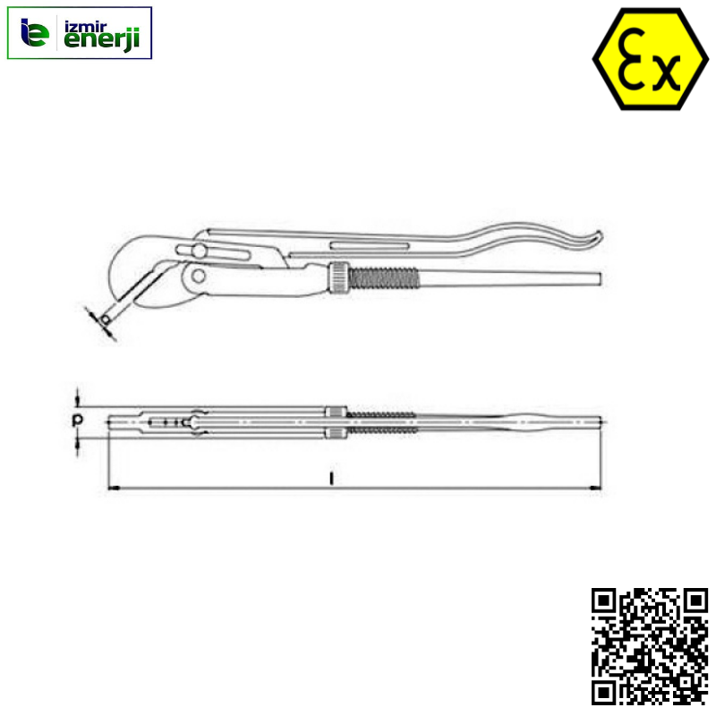 Kıvılcım Çıkarmaz Ex-Proof 550mm Kurbağcık Anahtarı 18''