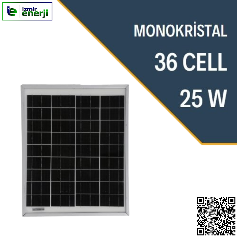 25W MONOKRİSTAL Güneş Paneli