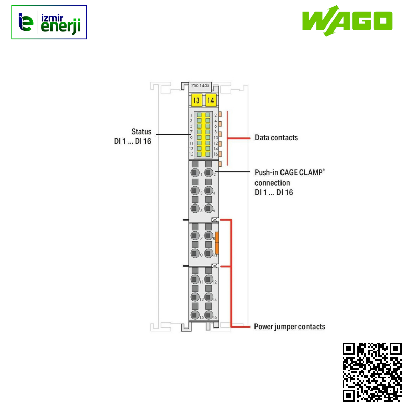 750-1405 16 kanallı dijital giriş; 24 VDC; 3 ms