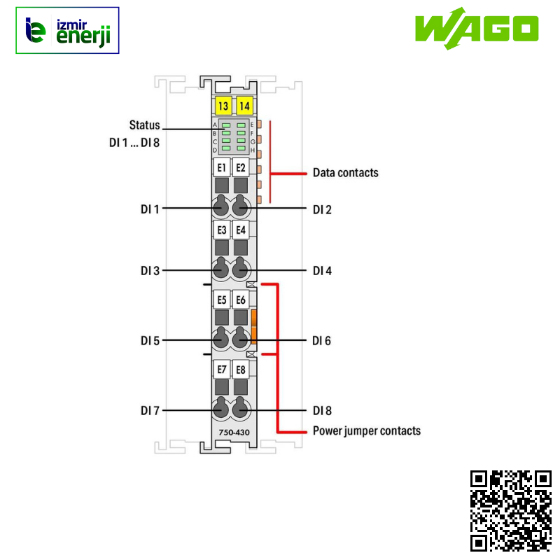 750-430 8 kanallı dijital giriş; 24 VDC; 3 ms