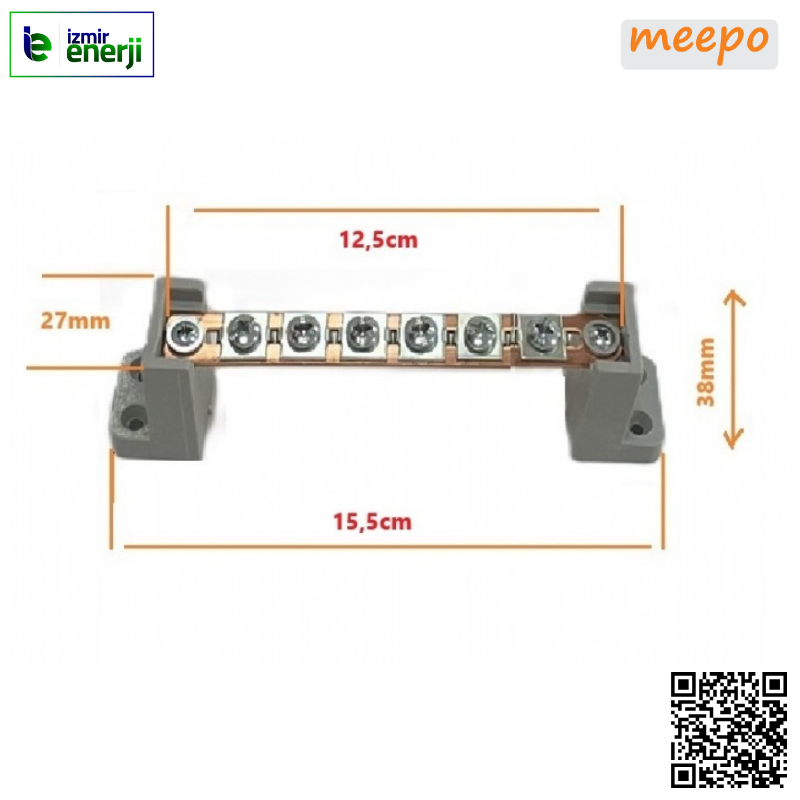 6 Vidalı Faz Nötr Barası, Ayaklı 15x1,5 Mm  80