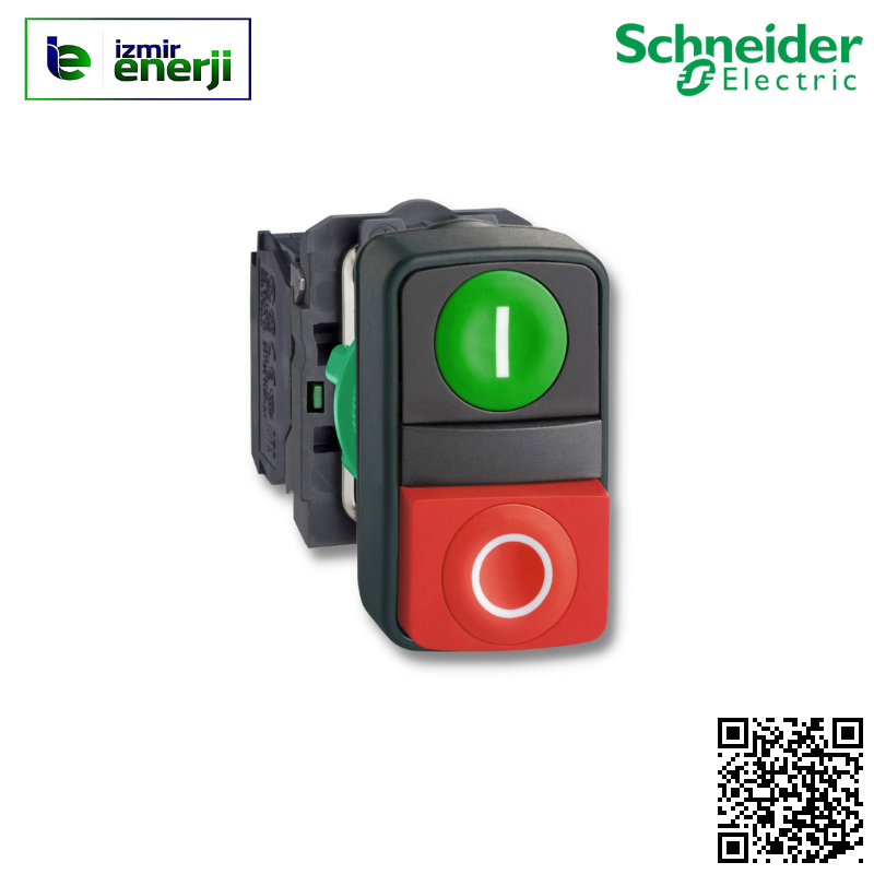 XB5-AL73415 1 NA Düz kafalı, I işaretli Çiftli, yaylı buton (IP66 / IP69K)