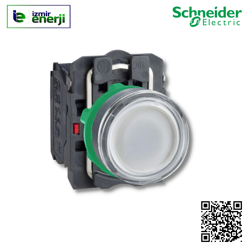 XB5-AW31B5 1 NA+1 NK Beyaz 24 V AC/DC beslemeli, LED’li Yaylı Buton