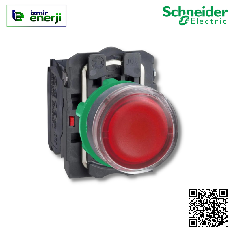 XB5-AW34B5 1 NA+1 NK Kırmızı 24 V AC/DC beslemeli, LED’li Yaylı Buton