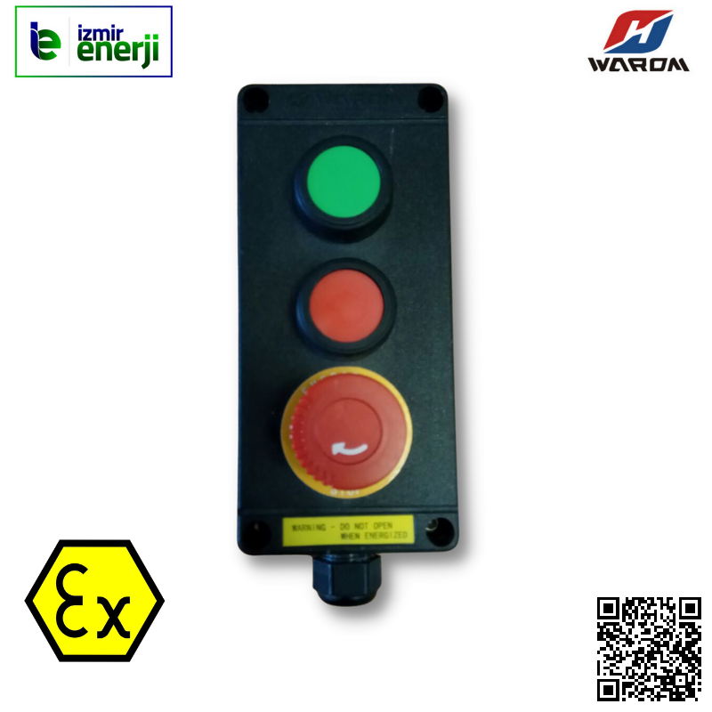 WAROM Exproof Zone 1 Start Stop Acil Stop 3'lü Buton Kutusu