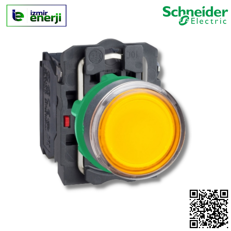 XB5-AW35M5 1 NA+1 NK Sarı 220 V AC beslemeli, LED’li Yaylı Buton