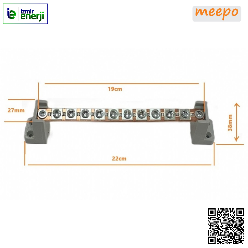 10 Vidalı Vidalı Faz Nötr Barası, Ayaklı 2 Mm
