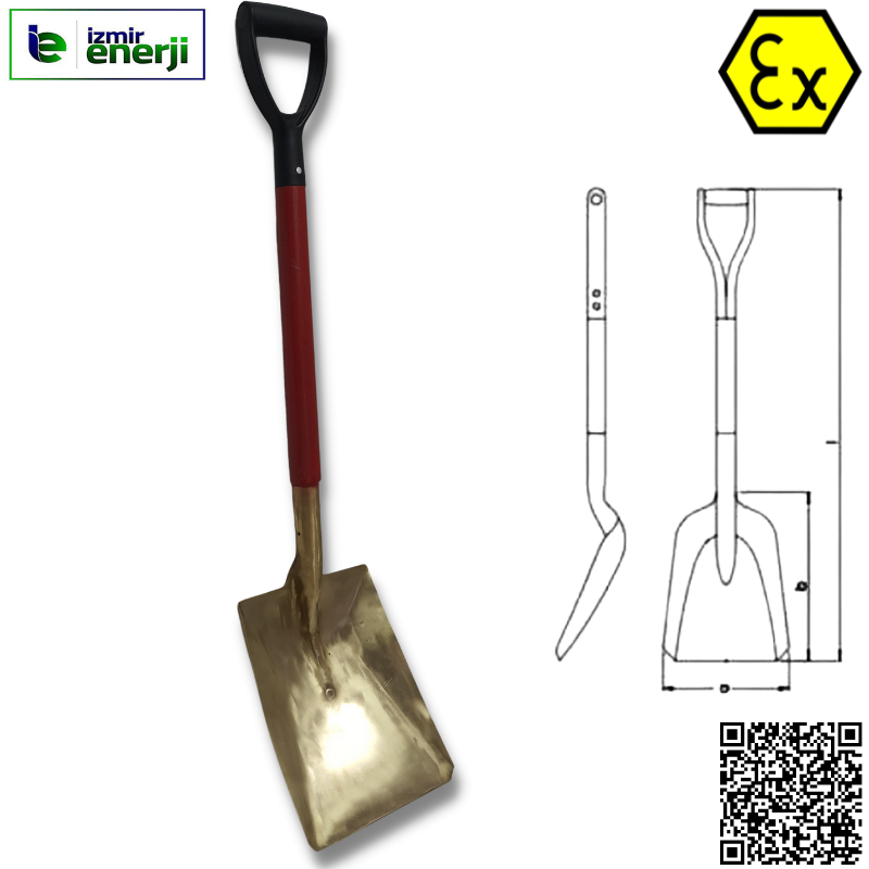 Kıvılcım Çıkarmaz 2500g Ex-Proof 250 x 300 mm / 980 mm Köşeli Kürek