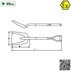 Kıvılcım Çıkarmaz 2500g Ex-Proof 250 x 300 mm / 980 mm Köşeli Kürek