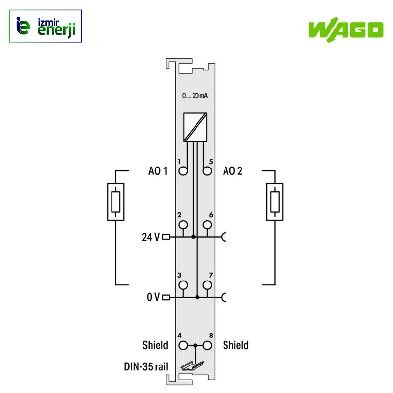 750-552 2 kanallı analog çıkış; 0 … 20 mA