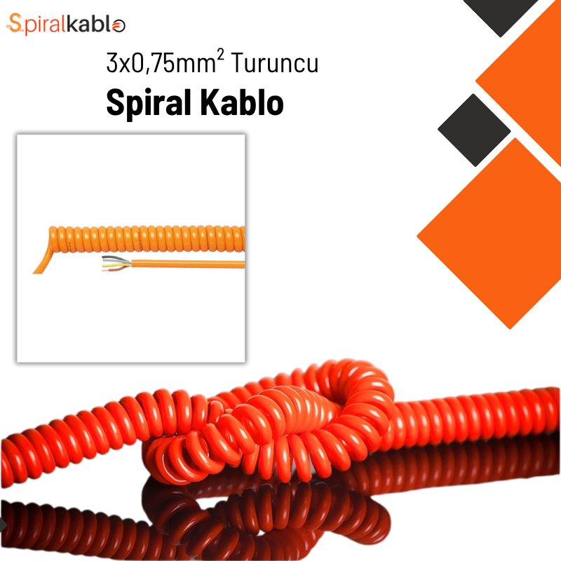 Spiral Kablo 3 x 0,75mm² ( Renk Turuncu )