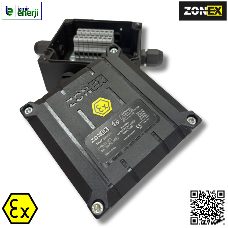 Exproof ZONE 1 GRP Buat 120x120x67mm ( M16X1,5 Rakor 6 Adet )