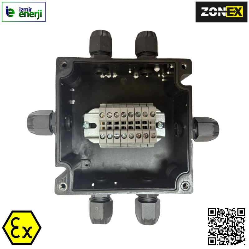 Exproof ZONE 1 GRP Buat 120x120x67mm ( M16X1,5 Rakor 6 Adet )