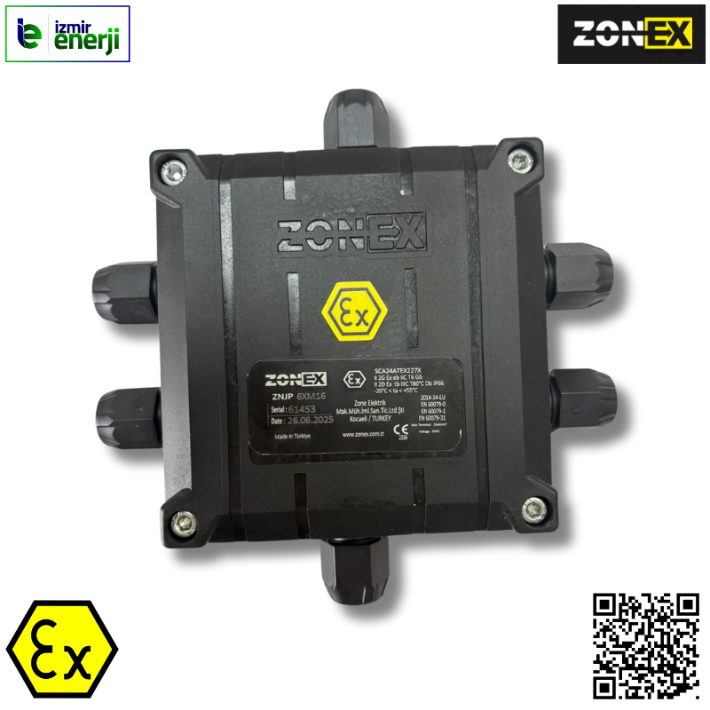 Exproof ZONE 1 GRP Buat 120x120x67mm ( M16X1,5 Rakor 6 Adet )