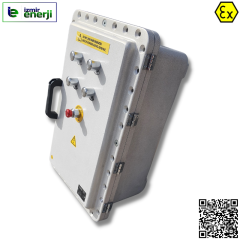 Exproof Pano Zone 1 (dış: 660x430x285mm, iç 535x310x226mm, montaj plakası 525x300mm) / 2 Start - 2 Stop - 1 Acil Stop Butonu ve 6 Rekor Delikli Pano