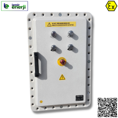 Exproof Pano Zone 1 (dış: 660x430x285mm, iç 535x310x226mm, montaj plakası 525x300mm) / 2 Start - 2 Stop - 1 Acil Stop Butonu ve 6 Rekor Delikli Pano