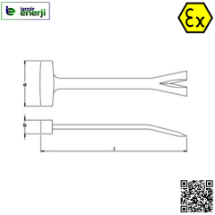 Kıvılcım Çıkarmaz Ex-Proof 70 x 230 mm / 420g Çift Yüzlü Mühendis Çekici