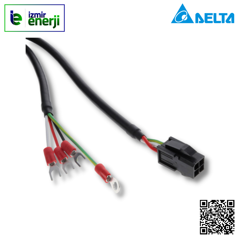 ASD-A2 ve B2 Serisi Güç Kablosu 5metre (ASD-A2 ve B2 serisi) 100W - 750W arası frensiz motorlar için