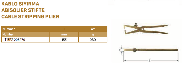 Kıvılcım Çıkarmaz Ex-Proof 155 mm Kablo Soyma