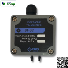 BT 301 FARK BASINÇ TRANSMİTTERİ 0-10V , 0-100 PA , 12-24V DC