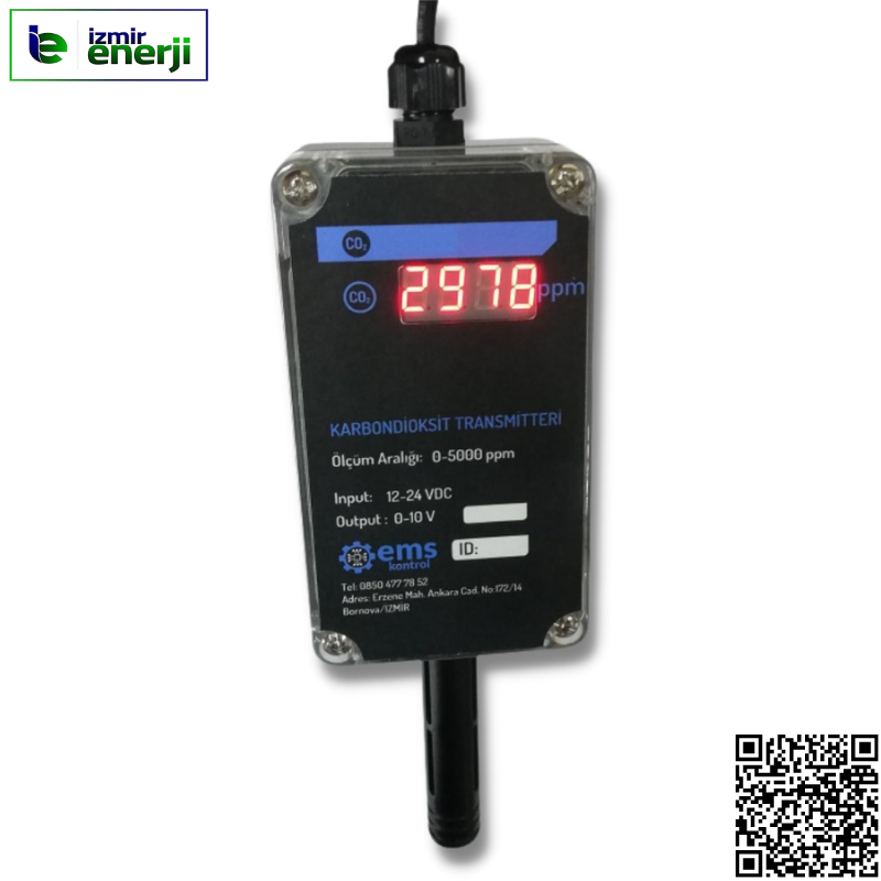 KT 401 CO2 EKRANLI TRANSMİTTERİ 0-10V , 0-5000 PPM , 12-24V DC