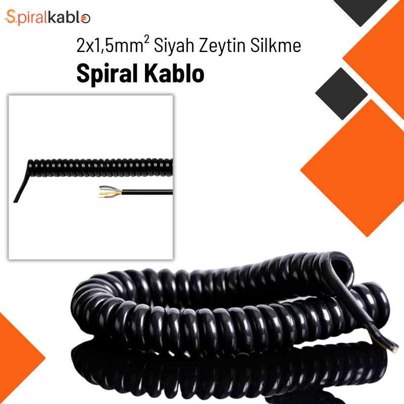 Spiral Kablo 2 x 1,5mm² ( Renk Siyah ) 3mt