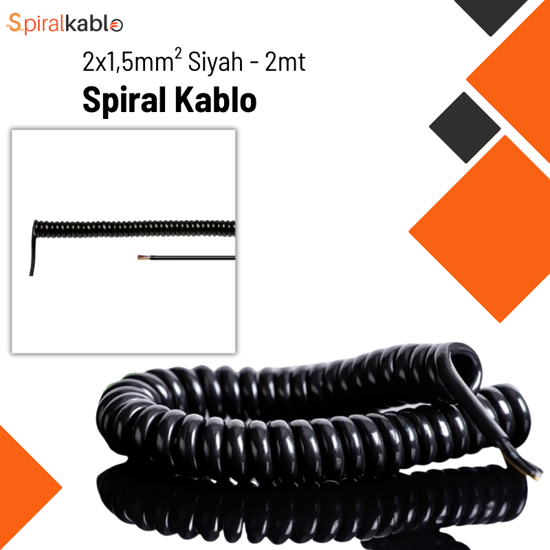 Spiral Kablo 2 x 1,5mm² ( Renk Siyah ) 2mt